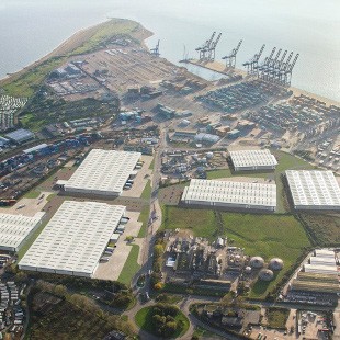 Aerial photo of Felixstowe Port